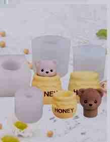 Honey Jar & Bear Cup Mold Set - CAT-BR-0003/0004 Honey Jar and Bear Cup silicone molds with finished bear cups